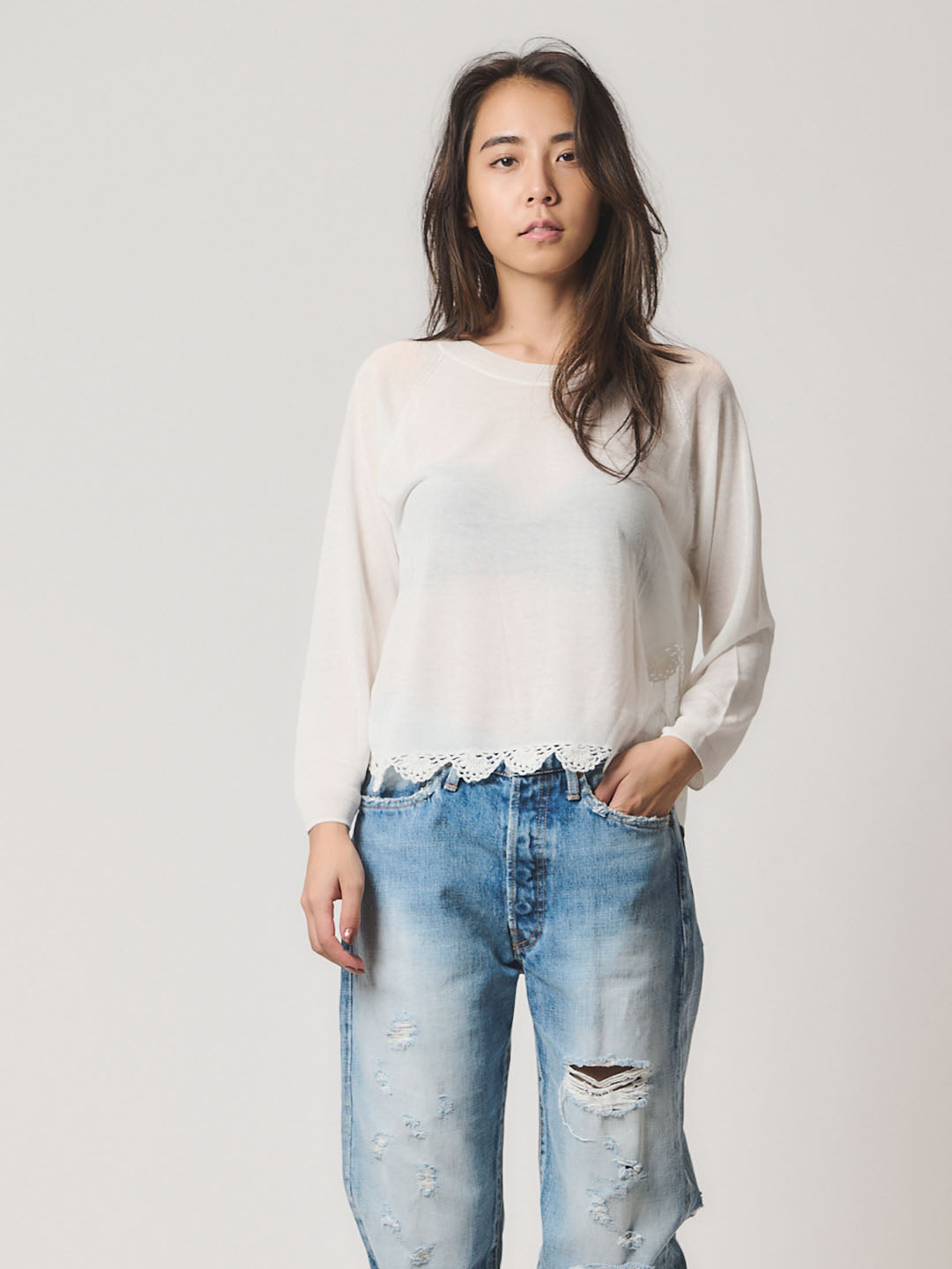 LACEMAKING SEE-THROUGH KNIT(C0013-E1CR01)