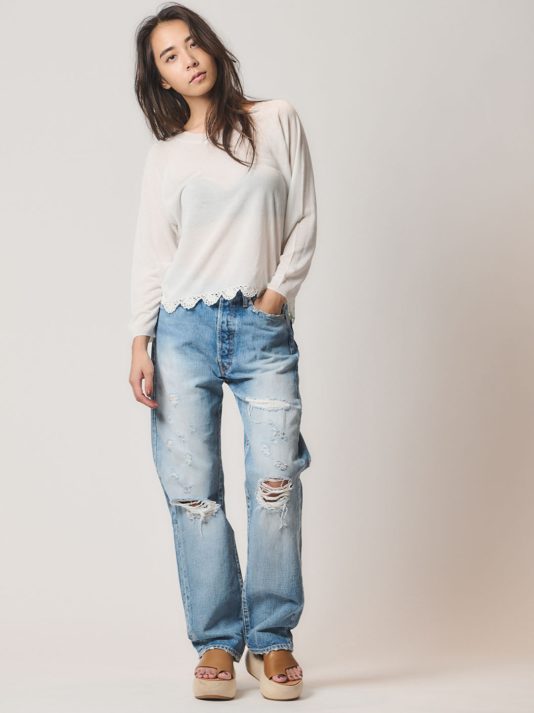 LACEMAKING SEE-THROUGH KNIT(C0013-E1CR01)