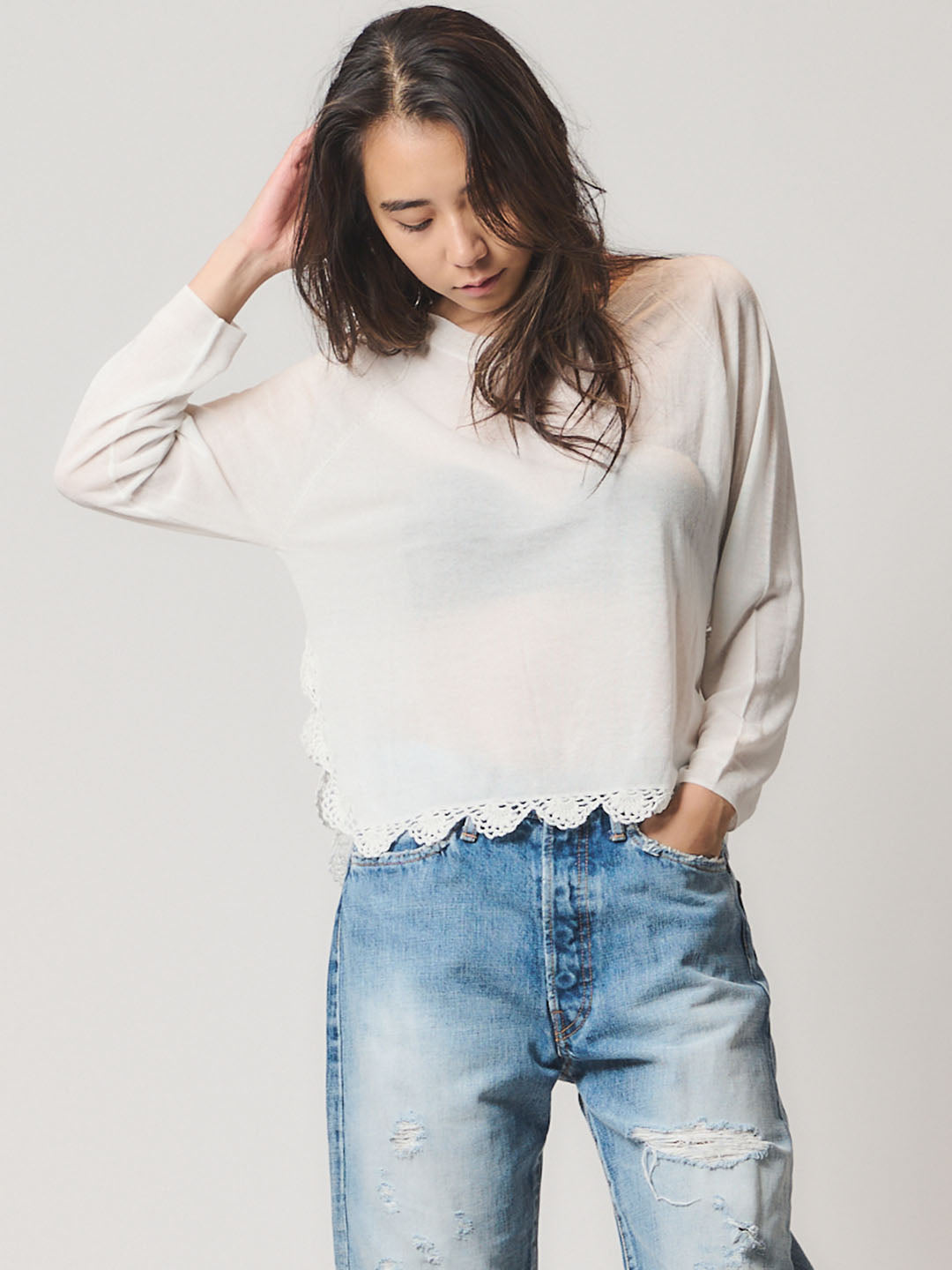 LACEMAKING SEE-THROUGH KNIT(C0013-E1CR01)