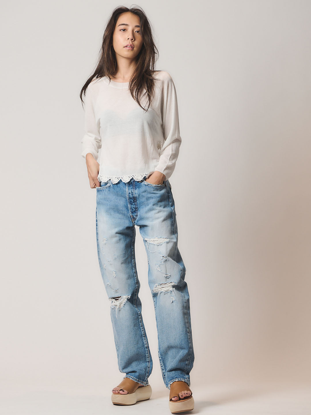 LACEMAKING SEE-THROUGH KNIT(C0013-E1CR01)