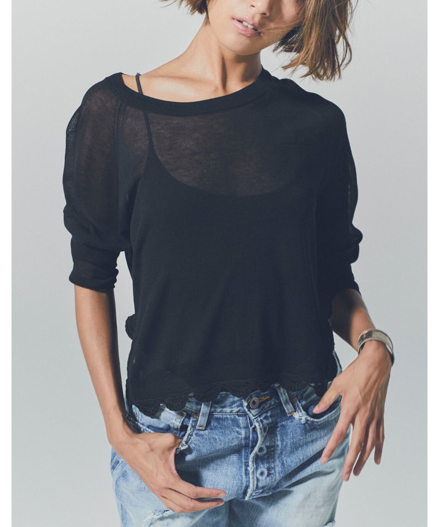 LACEMAKING SEE-THROUGH KNIT(C0013-E1CR01)