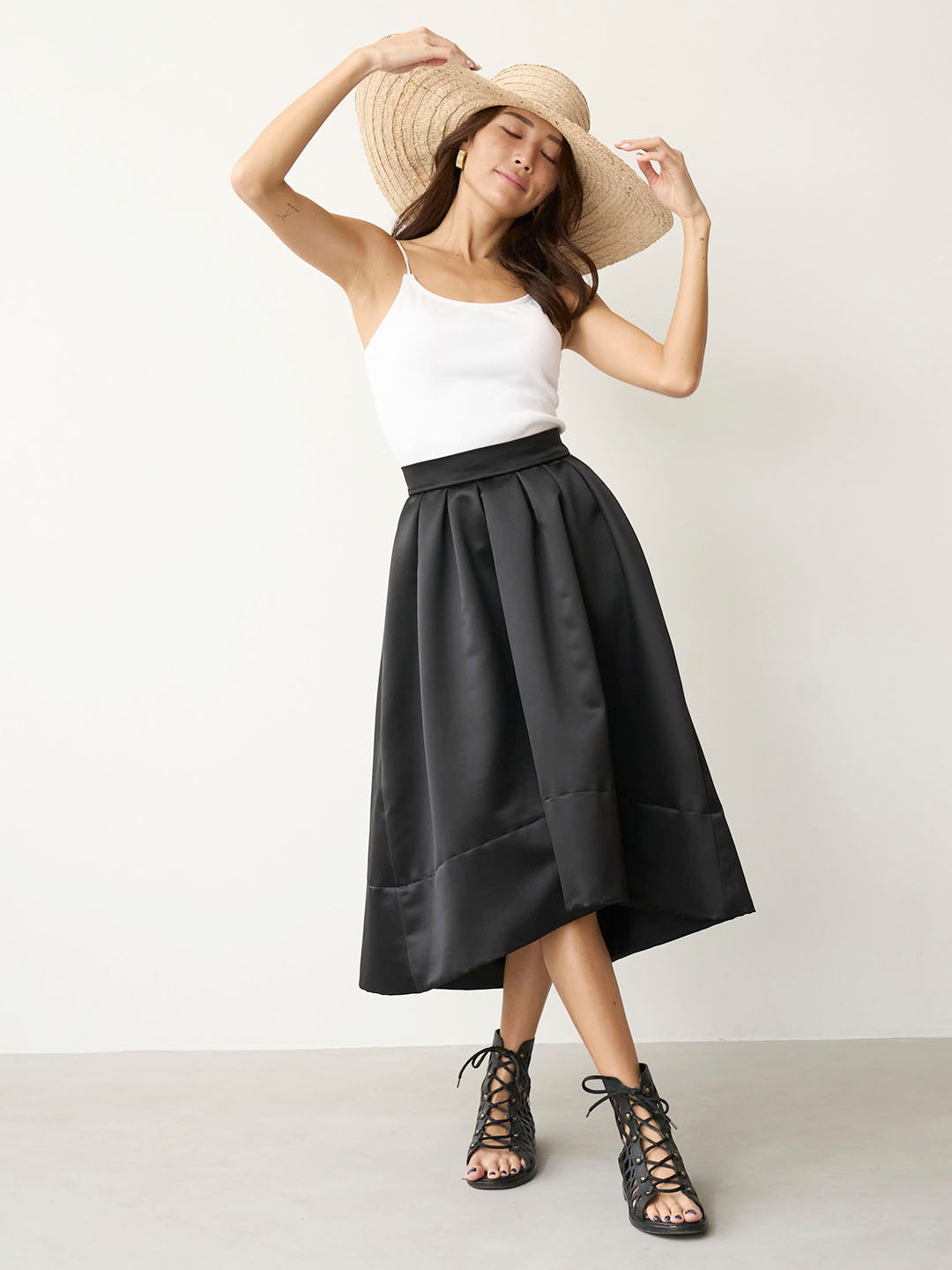 VOLUME SATIN SKIRT(C0389-HIPL04)