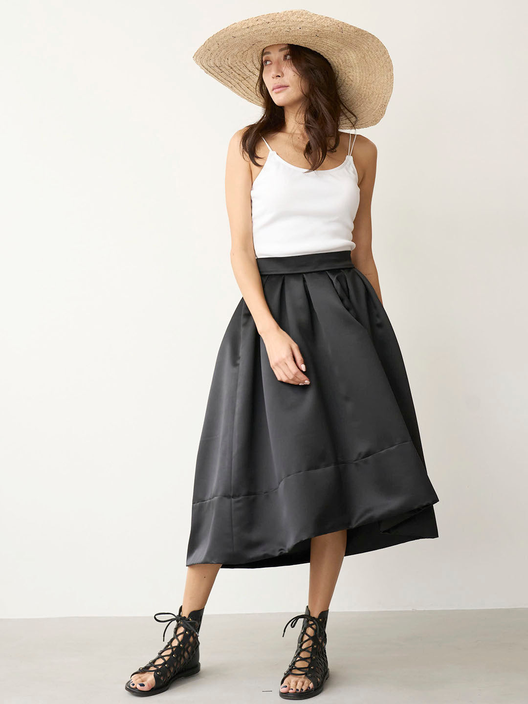 VOLUME SATIN SKIRT(C0389-HIPL04)