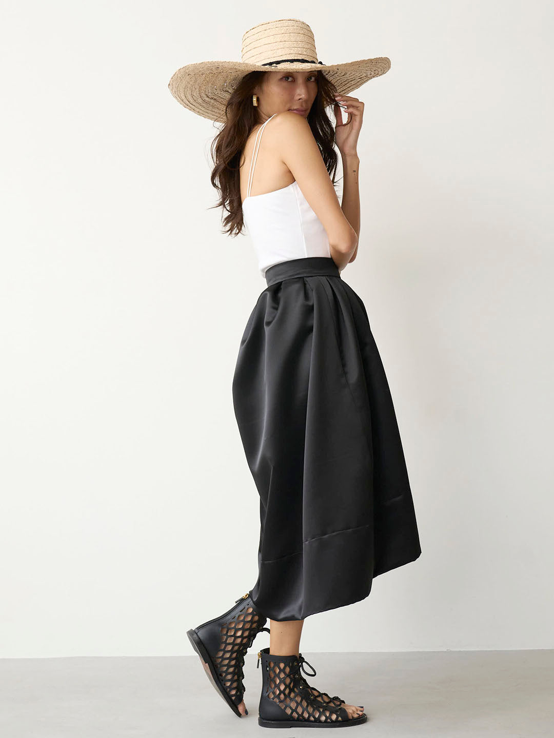 VOLUME SATIN SKIRT(C0389-HIPL04)
