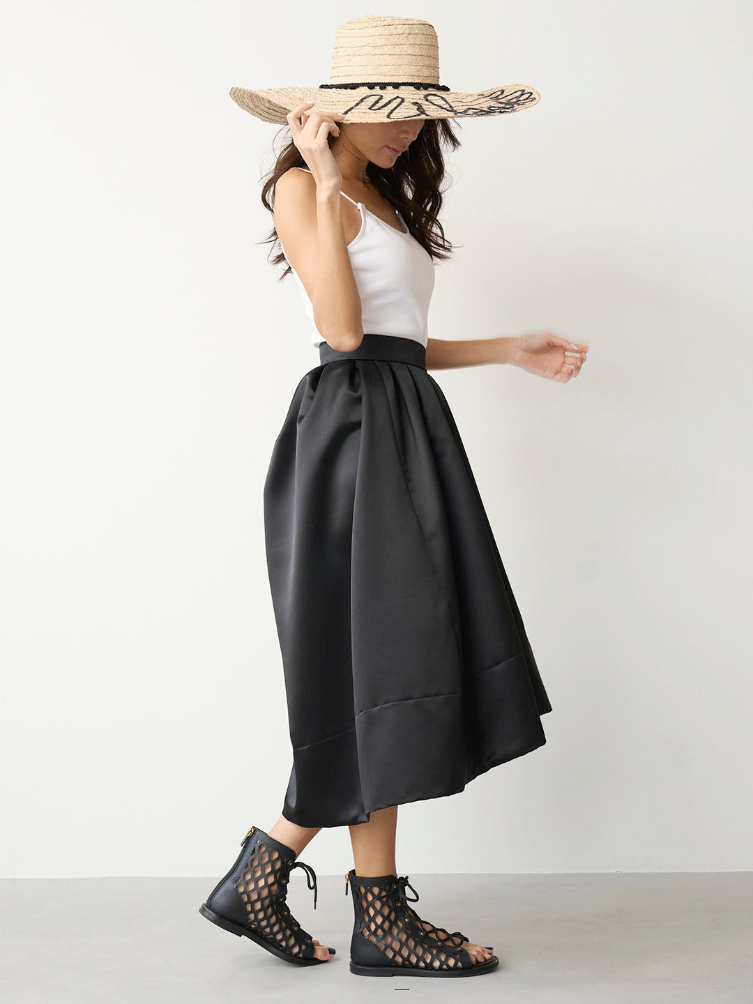 VOLUME SATIN SKIRT(C0389-HIPL04)