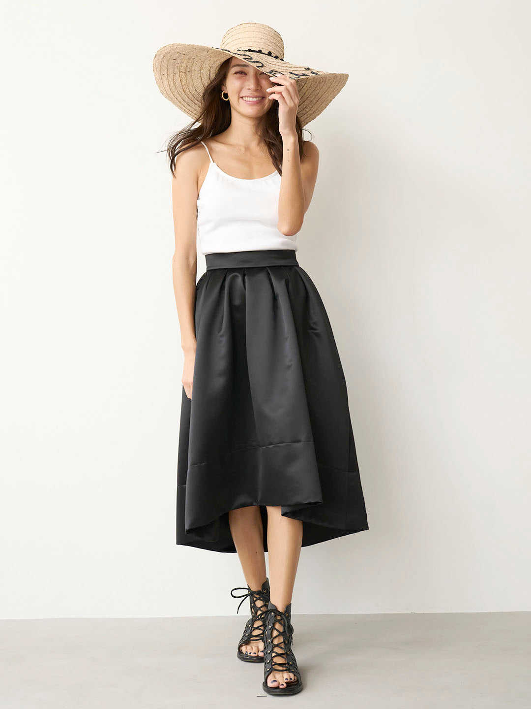 VOLUME SATIN SKIRT(C0389-HIPL04)