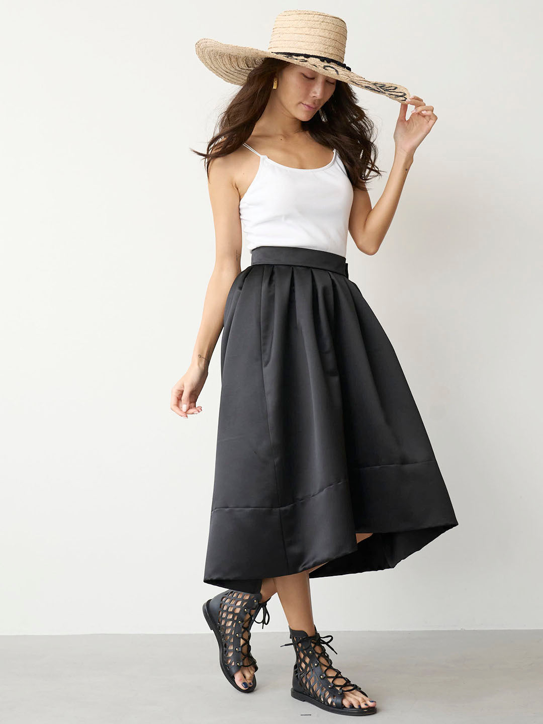 VOLUME SATIN SKIRT(C0389-HIPL04)