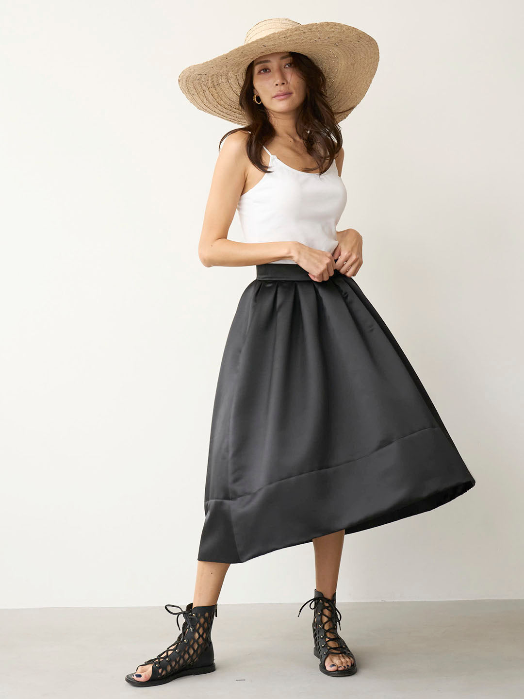 VOLUME SATIN SKIRT(C0389-HIPL04)