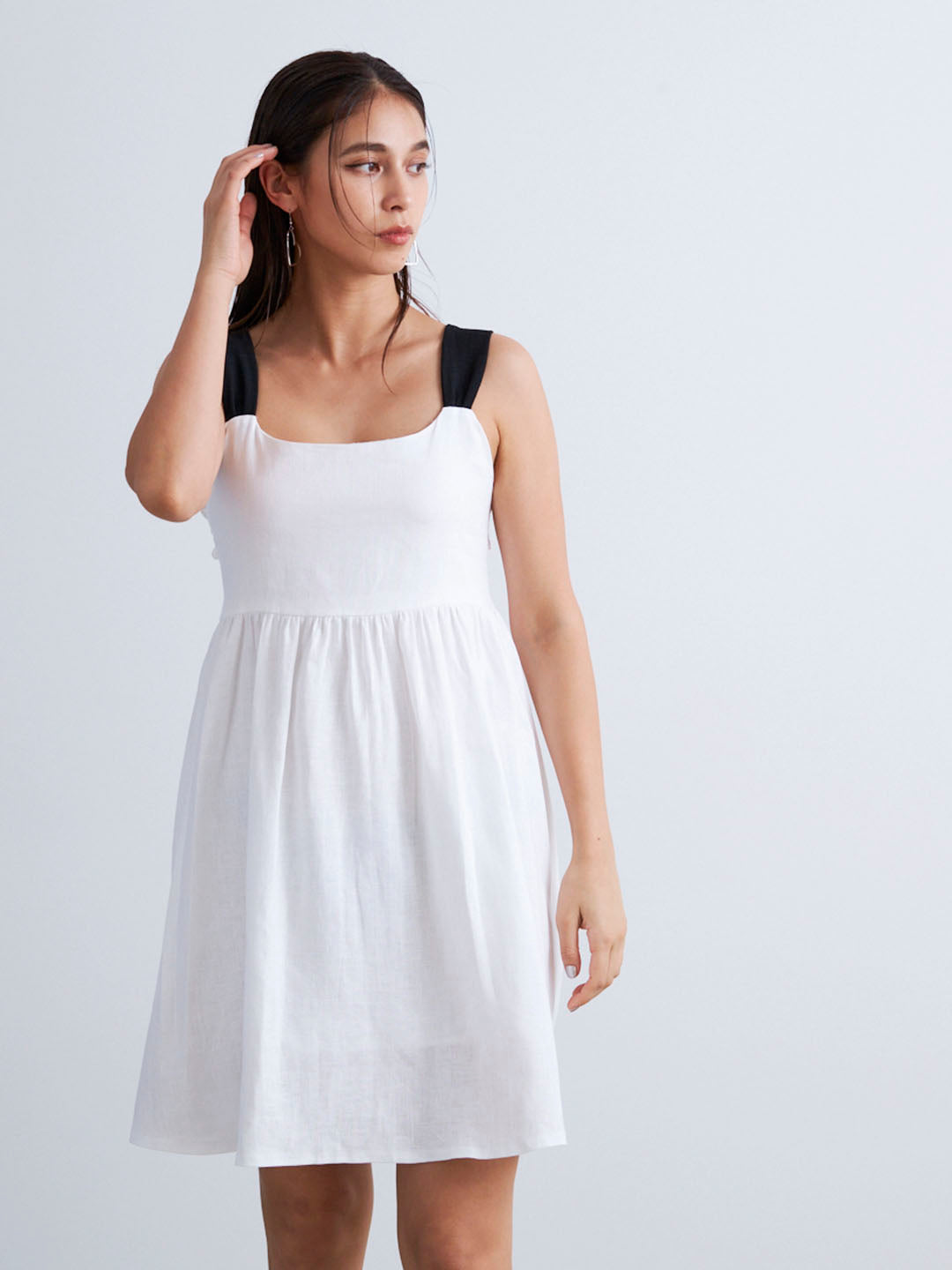 SHOULDER RIBBON LINEN MINI OP(C0460-I1RA01)