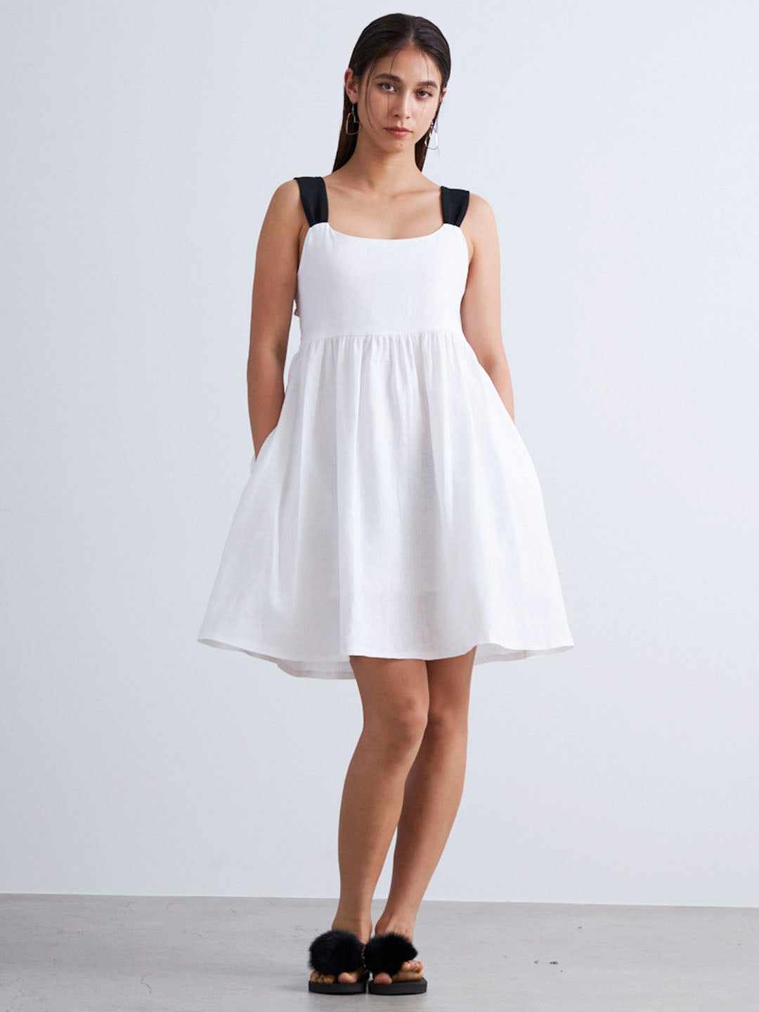 SHOULDER RIBBON LINEN MINI OP(C0460-I1RA01)