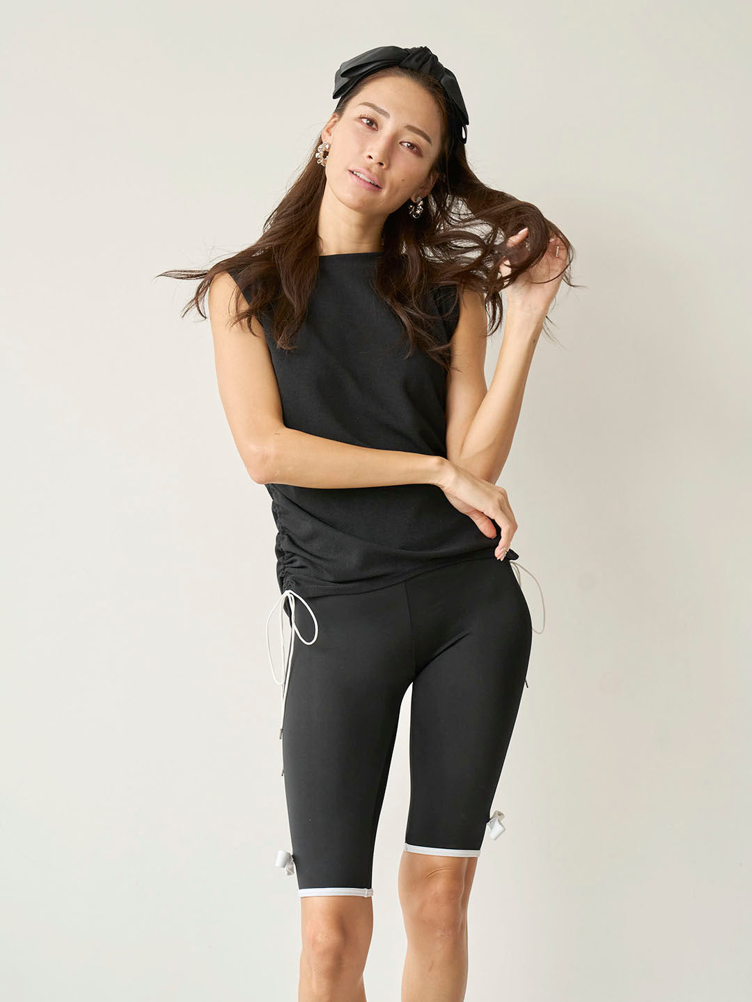 [SWIM WEAR]BICOLOR RIBBON HALF LEGGINGS(S0122-HISW01)